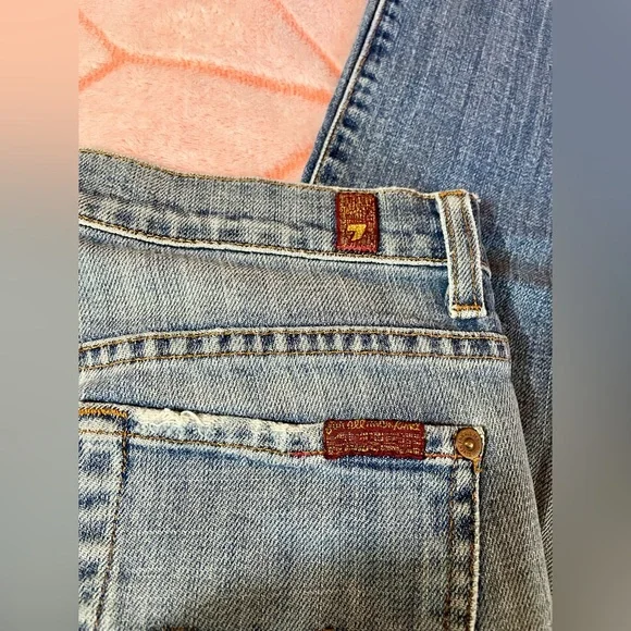 7 For All Mankind Blue Flare Jeans - Picture 7 of 7